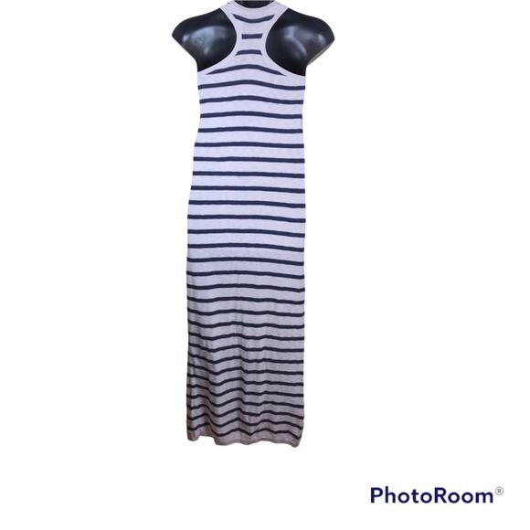 VINCE Gray/Navy Striped Cotton Maxi Dress Sz Small - Picture 3 of 7